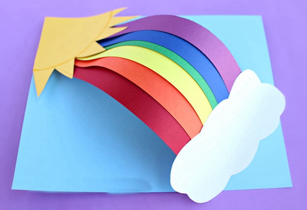 3D paper rainbow craft for kids