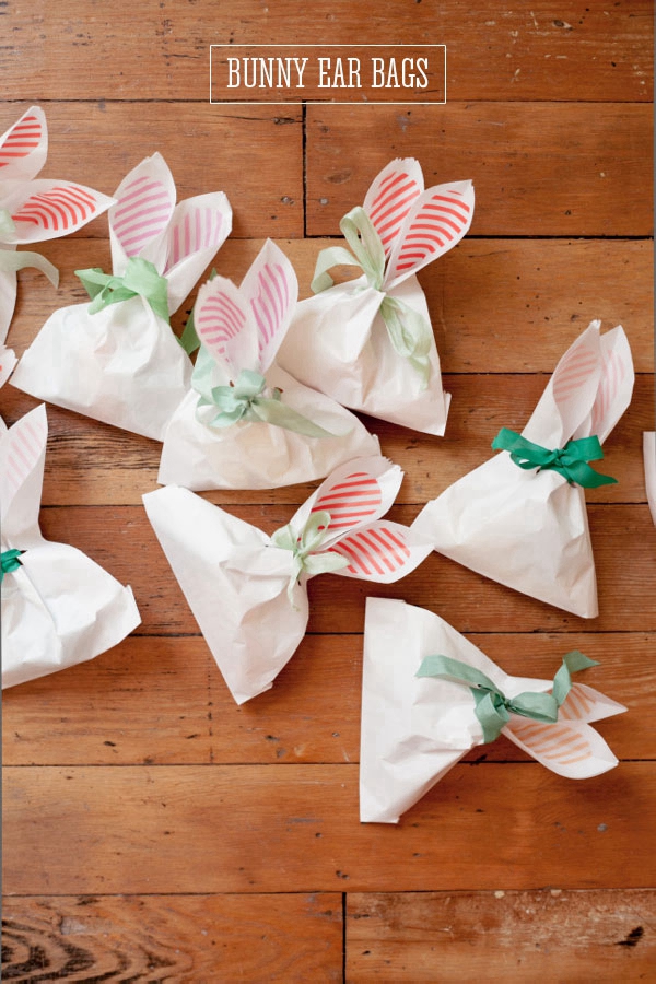 DIY Bunny Ear Bags for Easter filled with treats.