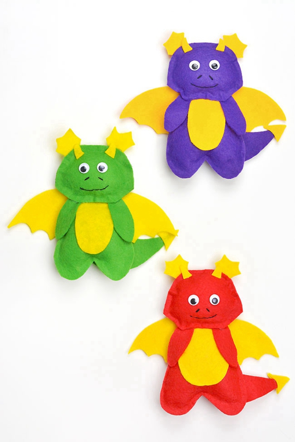 Handmade felt dragon plushies for kids