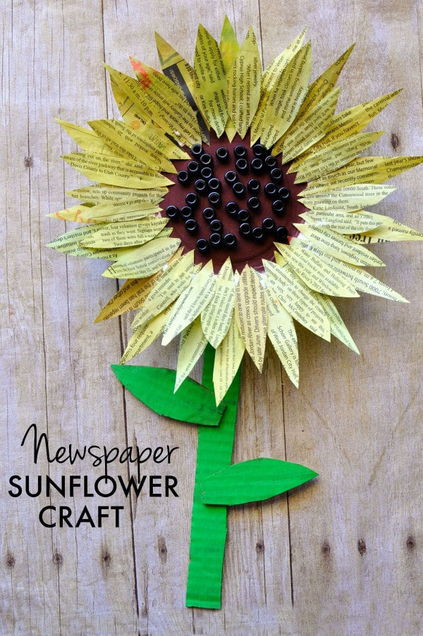 Painted Newspaper Sunflower Craft