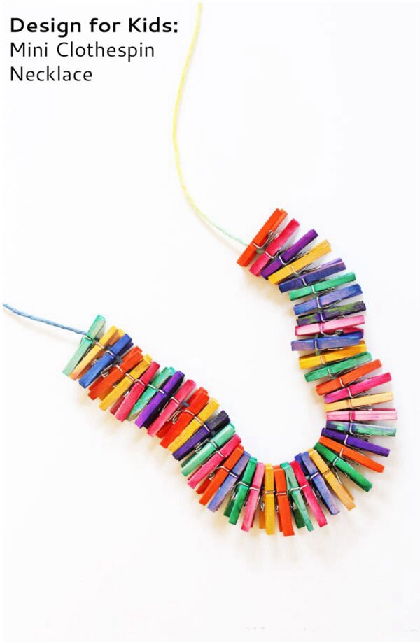 DIY jewelry mini clothespin necklace