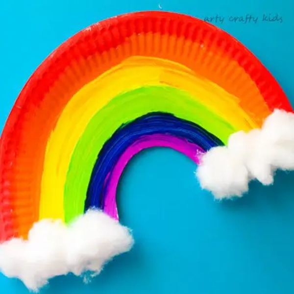 Easy paper plate rainbow craft for kids