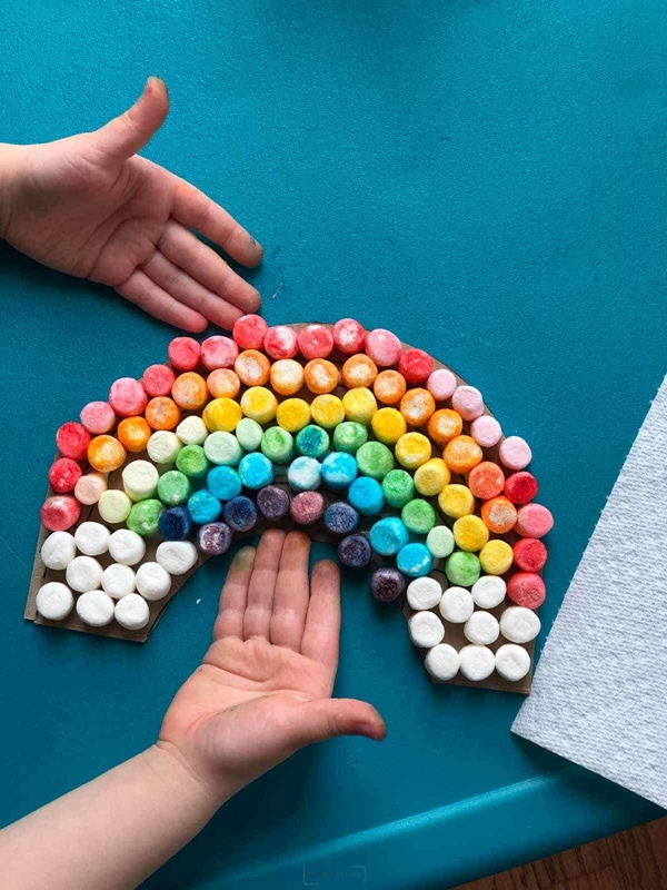 Marshmallow rainbow craft for kids