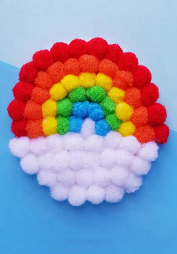 Pom pom rainbow craft for kids