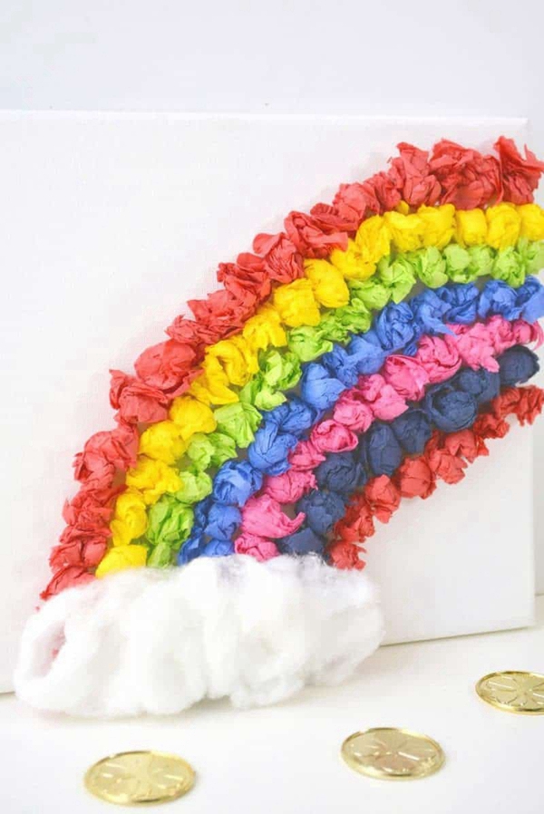 Rainbow tissue paper craft for kids