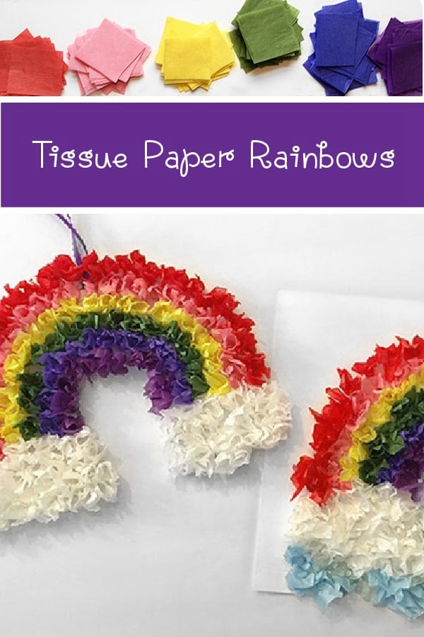 Tissue paper rainbow craft for kids