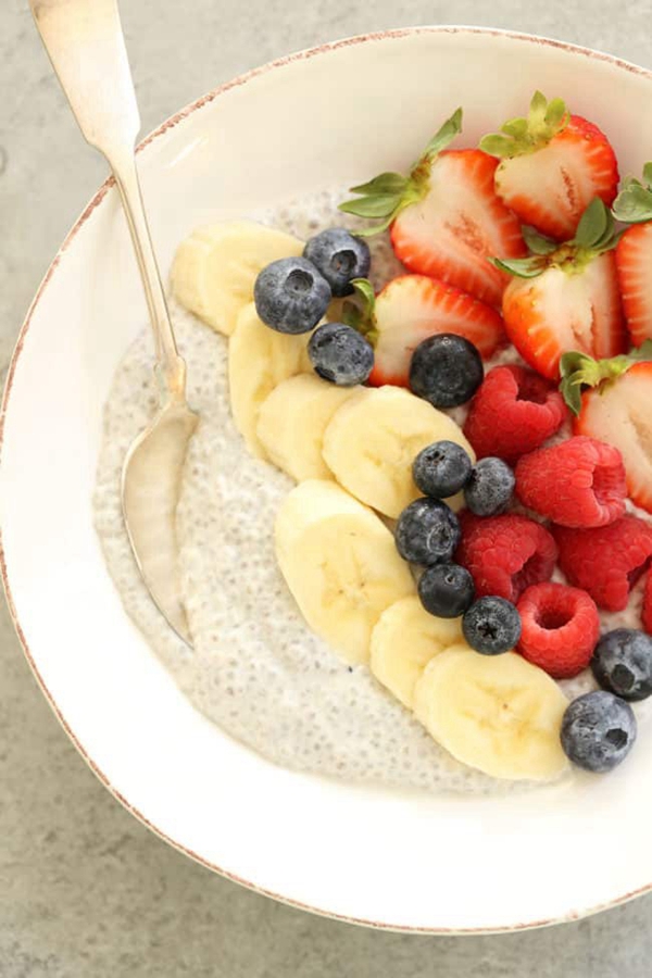 A bowl of Overnight Vanilla Chia Seed Pudding, rich in health benefits and deliciously creamy.