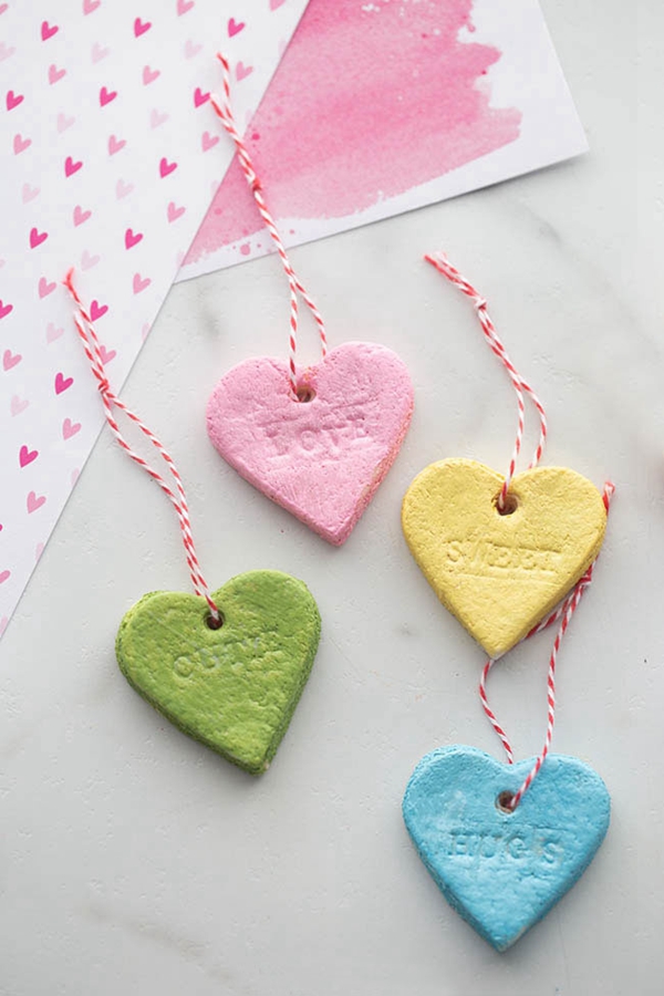 DIY Salt Dough Conversation Hearts for Valentine's Day