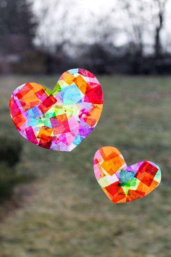 Rainbow Heart Suncatchers Craft for Valentine's Day